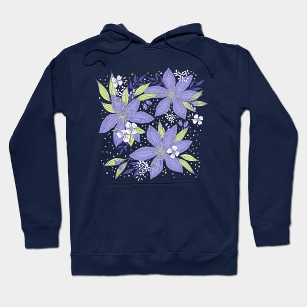 Calming Clematis Hoodie by Jacqueline Hurd